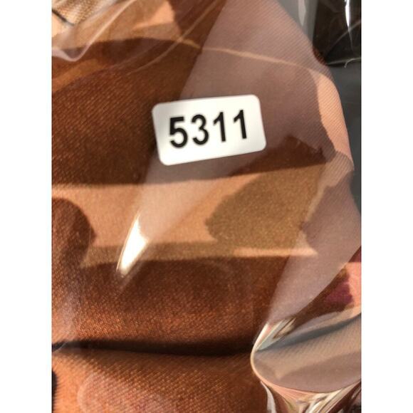 ASOS Design Dress Peekaboo Shoulder Tuck Pencil Midi Geo Print Brown Tan 0 NWOY - Picture 10 of 10